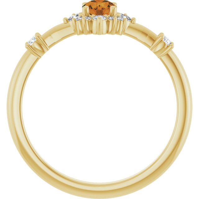 14K Yellow Natural Citrine & 1/6 CTW Natural Diamond Halo-Style Ring 